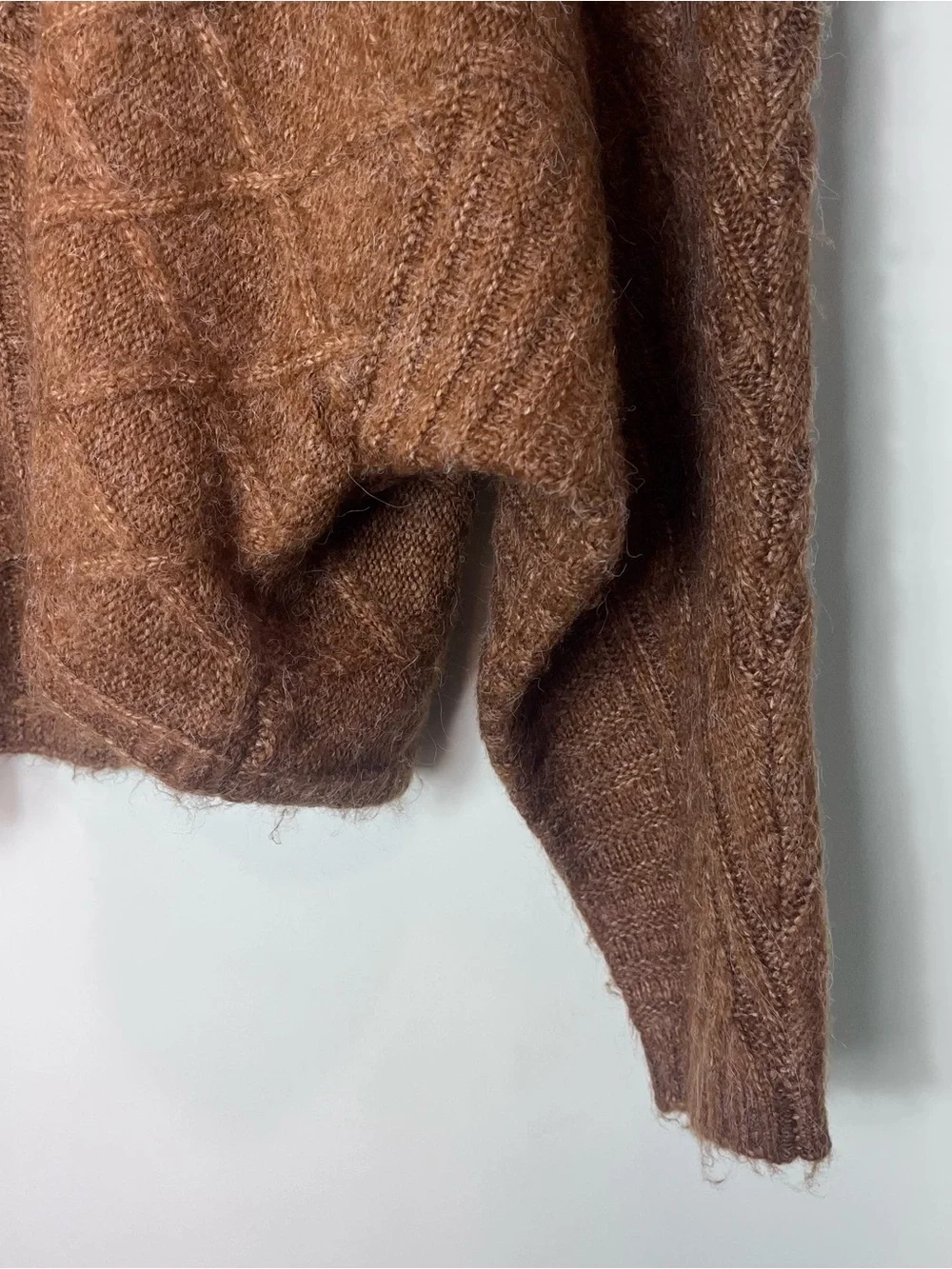 Abercrombie & Fitch Cable-knit Fisherman Crewneck Sweater  Brown Women S/M Soft